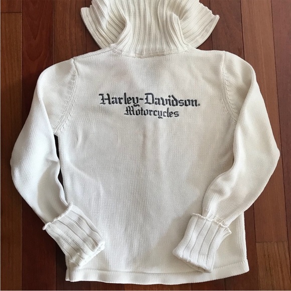 Women’s Cream Zip-Up Knit Sweater with Monogram Detail - Picture 4 of 6